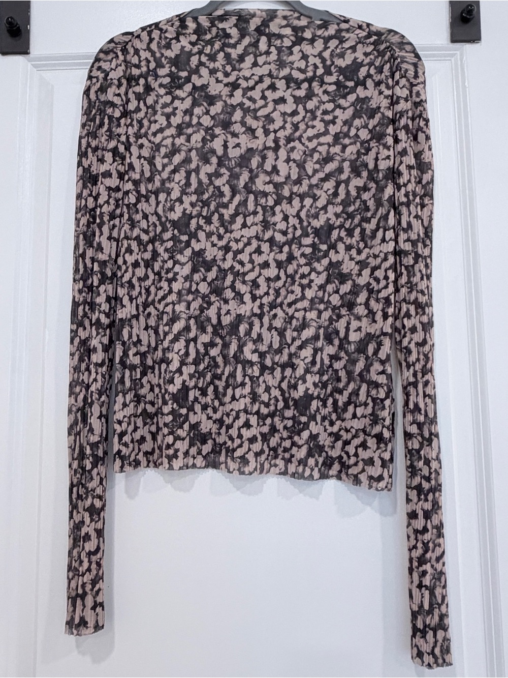 & Other Stories Stockholm Atelier Floral Mesh Pleated Long Sleeve Top S
